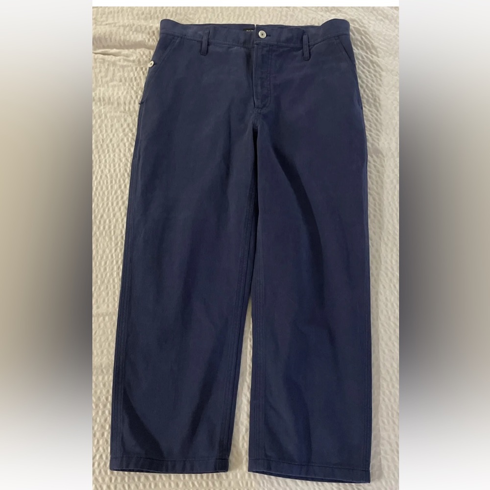 BURBERRY Made In Italy Double Front Pocket Twill Trouser In Blue Size 52 $850
